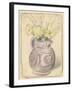 Vase of Flowers: Yellow Chrysanthemums in a Lustre Jug (Black & Coloured Chalks on Paper)-William Nicholson-Framed Giclee Print
