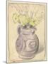 Vase of Flowers: Yellow Chrysanthemums in a Lustre Jug (Black & Coloured Chalks on Paper)-William Nicholson-Mounted Giclee Print