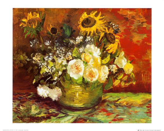 Vase of Flowers-Vincent van Gogh-Lamina Framed Art Print