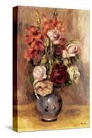 Vase of Gladiolas and Roses-Pierre-Auguste Renoir-Stretched Canvas