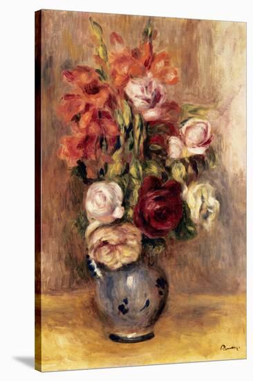 Vase of Gladiolas and Roses-Pierre-Auguste Renoir-Stretched Canvas