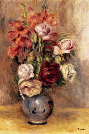 Vase of Gladiolas and Roses-Pierre-Auguste Renoir-Lamina Framed Poster