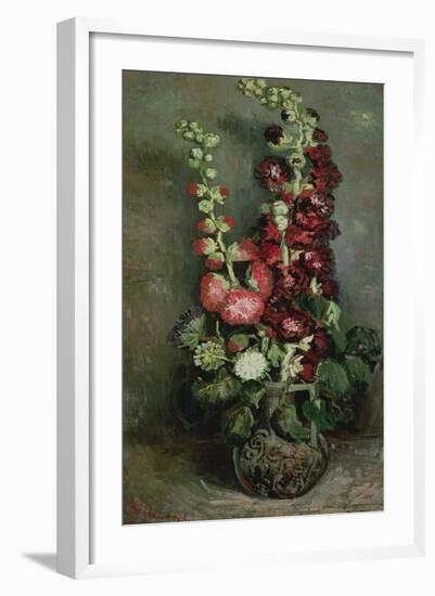 Vase of Hollyhocks, 1886-Vincent van Gogh-Framed Giclee Print