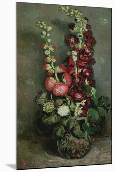 Vase of Hollyhocks, 1886-Vincent van Gogh-Mounted Giclee Print