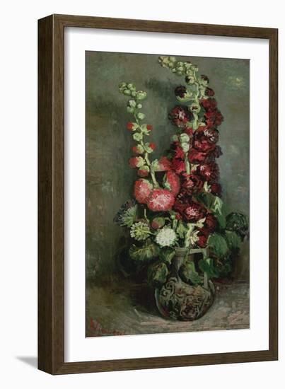 Vase of Hollyhocks, 1886-Vincent van Gogh-Framed Giclee Print