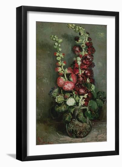 Vase of Hollyhocks, 1886-Vincent van Gogh-Framed Giclee Print