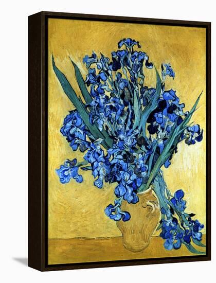 Vase of Irises Against a Yellow Background, c.1890-Vincent van Gogh-Framed Stretched Canvas