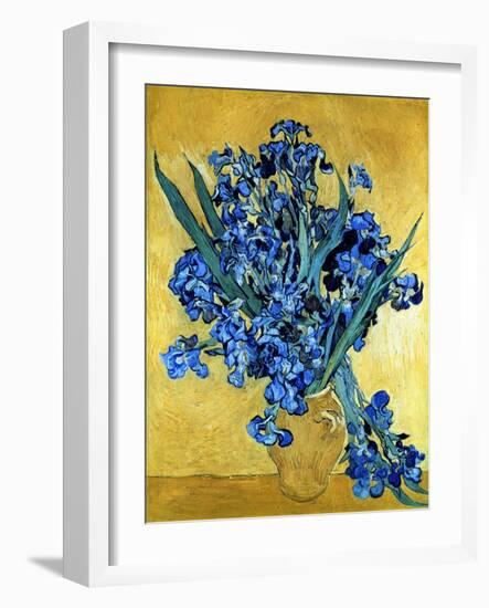 Vase of Irises Against a Yellow Background, c.1890-Vincent van Gogh-Framed Giclee Print