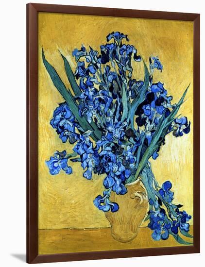 Vase of Irises Against a Yellow Background, c.1890-Vincent van Gogh-Framed Giclee Print