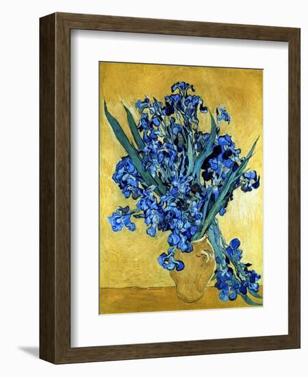 Vase of Irises Against a Yellow Background, c.1890-Vincent van Gogh-Framed Giclee Print