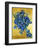 Vase of Irises Against a Yellow Background, c.1890-Vincent van Gogh-Framed Giclee Print