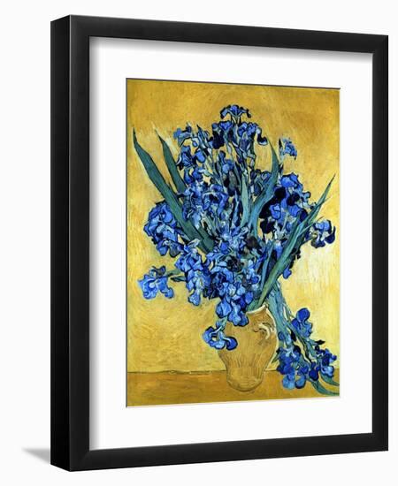 Vase of Irises Against a Yellow Background, c.1890-Vincent van Gogh-Framed Giclee Print