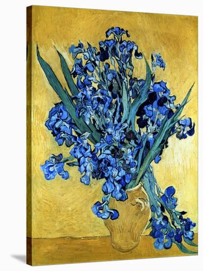 Vase of Irises Against a Yellow Background, c.1890-Vincent van Gogh-Stretched Canvas