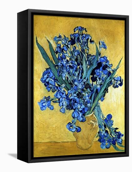 Vase of Irises Against a Yellow Background, c.1890-Vincent van Gogh-Framed Stretched Canvas