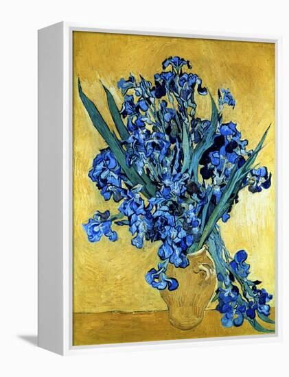 Vase of Irises Against a Yellow Background, c.1890-Vincent van Gogh-Framed Stretched Canvas