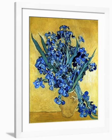 Vase of Irises Against a Yellow Background, c.1890-Vincent van Gogh-Framed Giclee Print