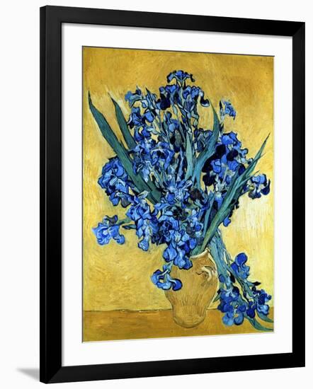 Vase of Irises Against a Yellow Background, c.1890-Vincent van Gogh-Framed Giclee Print