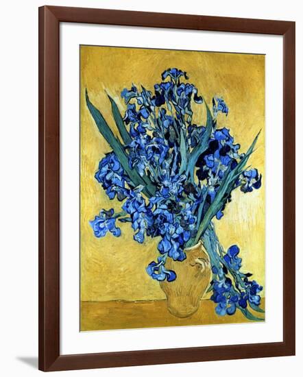 Vase of Irises Against a Yellow Background, c.1890-Vincent van Gogh-Framed Giclee Print