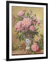 Vase of Peonies and Canterbury Bells-Albert Williams-Framed Giclee Print