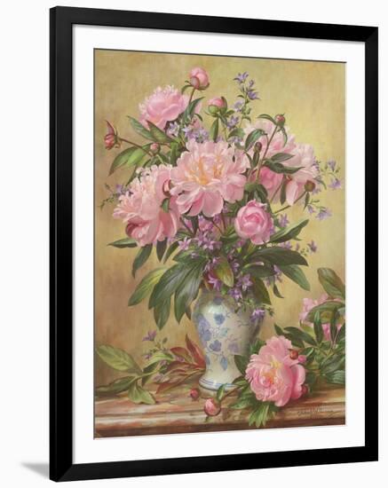 Vase of Peonies and Canterbury Bells-Albert Williams-Framed Giclee Print