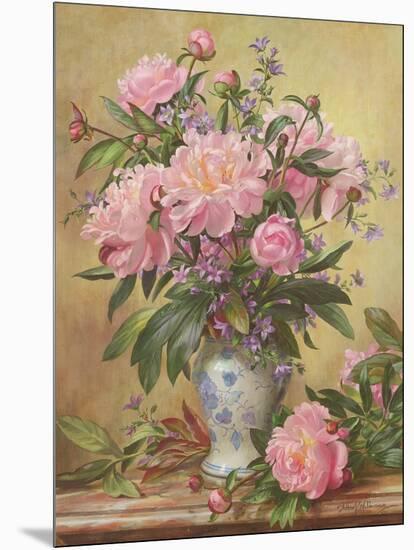 Vase of Peonies and Canterbury Bells-Albert Williams-Mounted Giclee Print