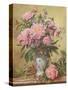 Vase of Peonies and Canterbury Bells-Albert Williams-Stretched Canvas