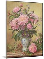Vase of Peonies and Canterbury Bells-Albert Williams-Mounted Giclee Print