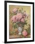 Vase of Peonies and Canterbury Bells-Albert Williams-Framed Giclee Print