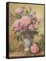 Vase of Peonies and Canterbury Bells-Albert Williams-Framed Stretched Canvas