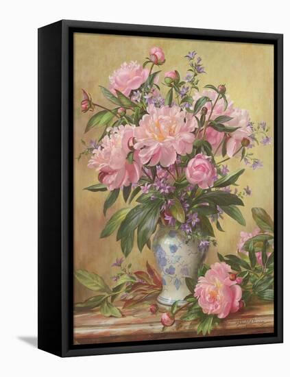 Vase of Peonies and Canterbury Bells-Albert Williams-Framed Stretched Canvas