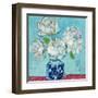 Vase of Peonies Aqua-Kellie Day-Framed Art Print