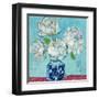 Vase of Peonies Aqua-Kellie Day-Framed Art Print