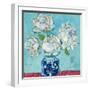 Vase of Peonies Aqua-Kellie Day-Framed Art Print