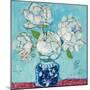 Vase of Peonies Aqua-Kellie Day-Mounted Art Print