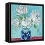 Vase of Peonies Aqua-Kellie Day-Framed Stretched Canvas