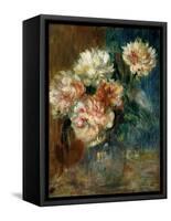 Vase of peonies-Pierre-Auguste Renoir-Framed Stretched Canvas