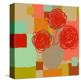 Vase of Red Flowers II-Yashna-Stretched Canvas