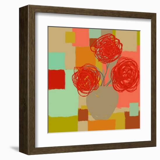 Vase of Red Flowers II-Yashna-Framed Art Print