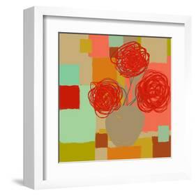 Vase of Red Flowers II-Yashna-Framed Art Print