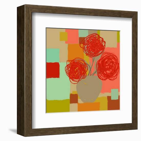 Vase of Red Flowers II-Yashna-Framed Art Print