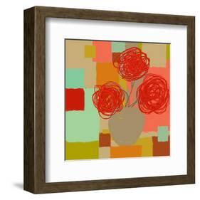 Vase of Red Flowers II-Yashna-Framed Art Print