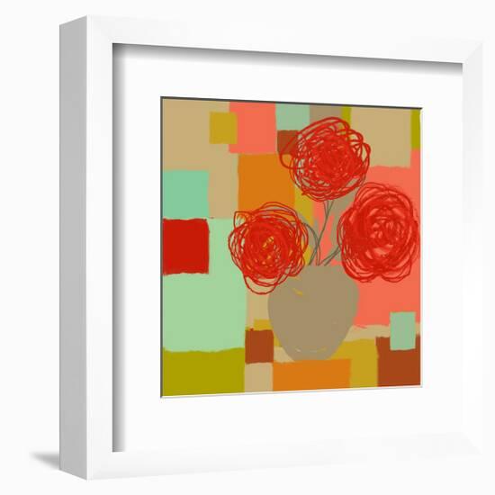 Vase of Red Flowers II-Yashna-Framed Art Print