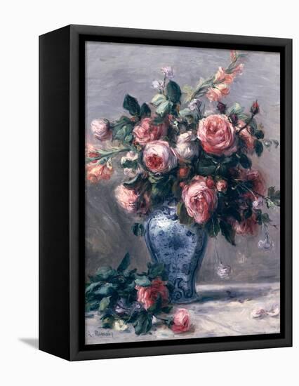 Vase of Roses-Pierre-Auguste Renoir-Framed Stretched Canvas