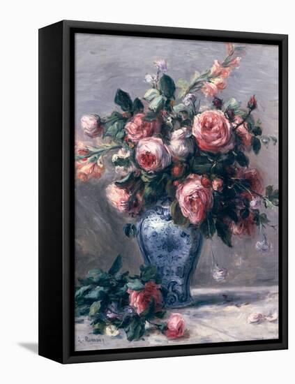 Vase of Roses-Pierre-Auguste Renoir-Framed Stretched Canvas