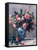 Vase of Roses-Pierre-Auguste Renoir-Framed Stretched Canvas