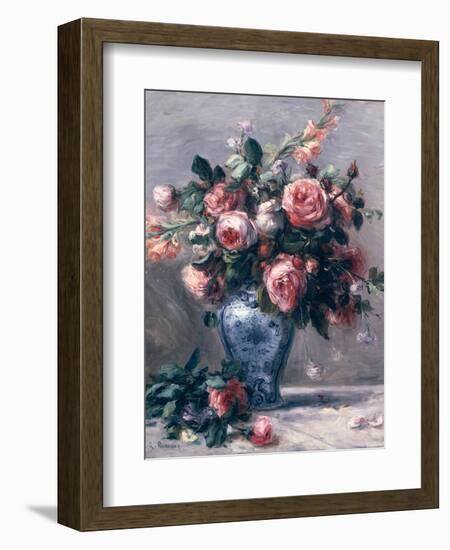 Vase of Roses-Pierre-Auguste Renoir-Framed Premium Giclee Print