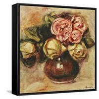 Vase of Roses-Pierre-Auguste Renoir-Framed Stretched Canvas