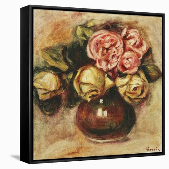 Vase of Roses-Pierre-Auguste Renoir-Framed Stretched Canvas