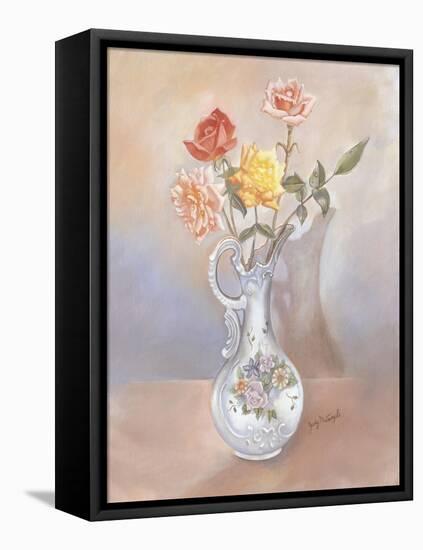 Vase of Roses-Judy Mastrangelo-Framed Stretched Canvas