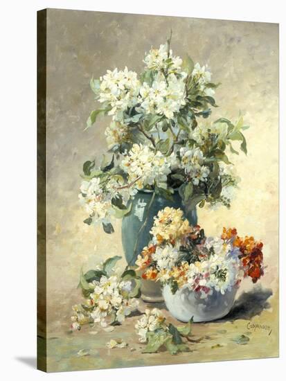 Vase of Spring Blossom-Edmond Coppenolle-Stretched Canvas